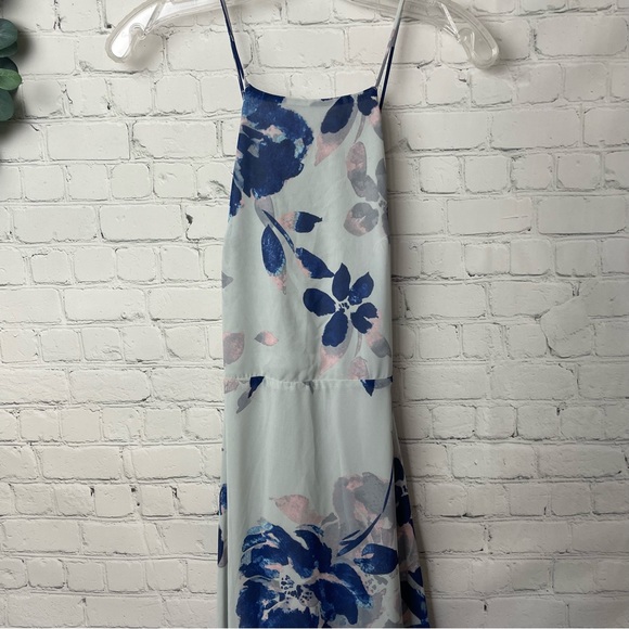 LULUS All I Need Grey Blue and Pink Floral Print Strappy Maxi Dress size large - Picture 3 of 10